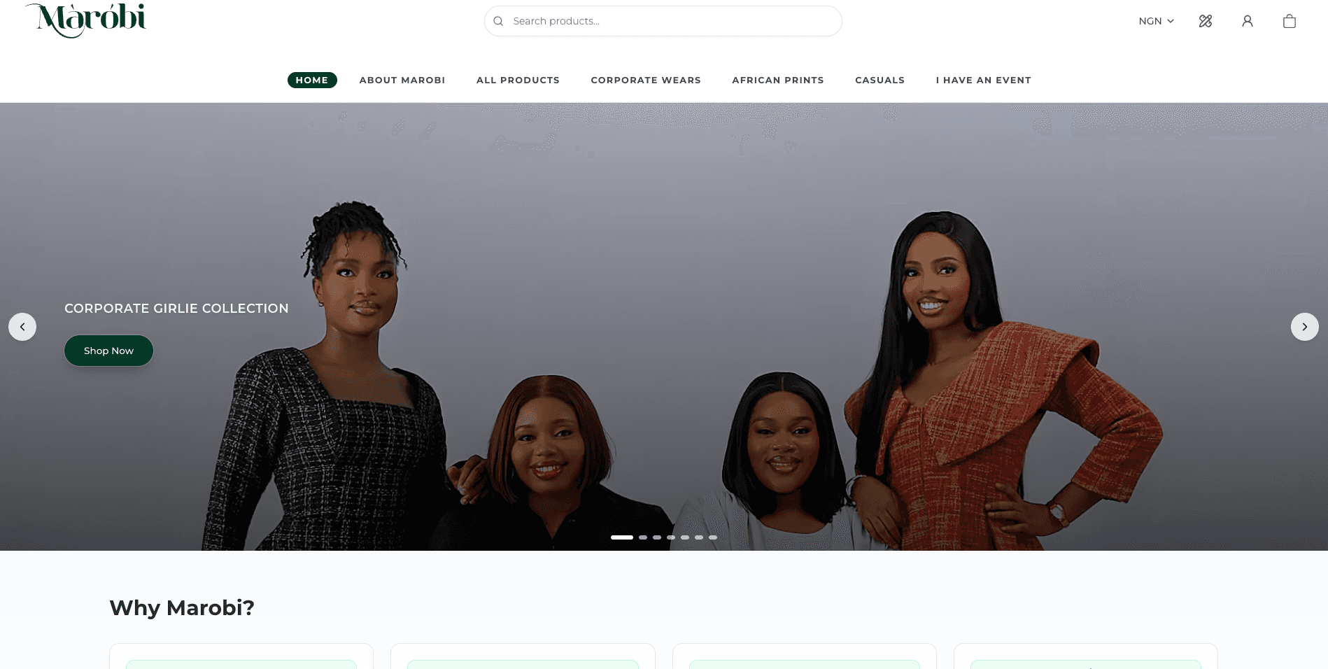 Marobi fashion e-commerce storefront