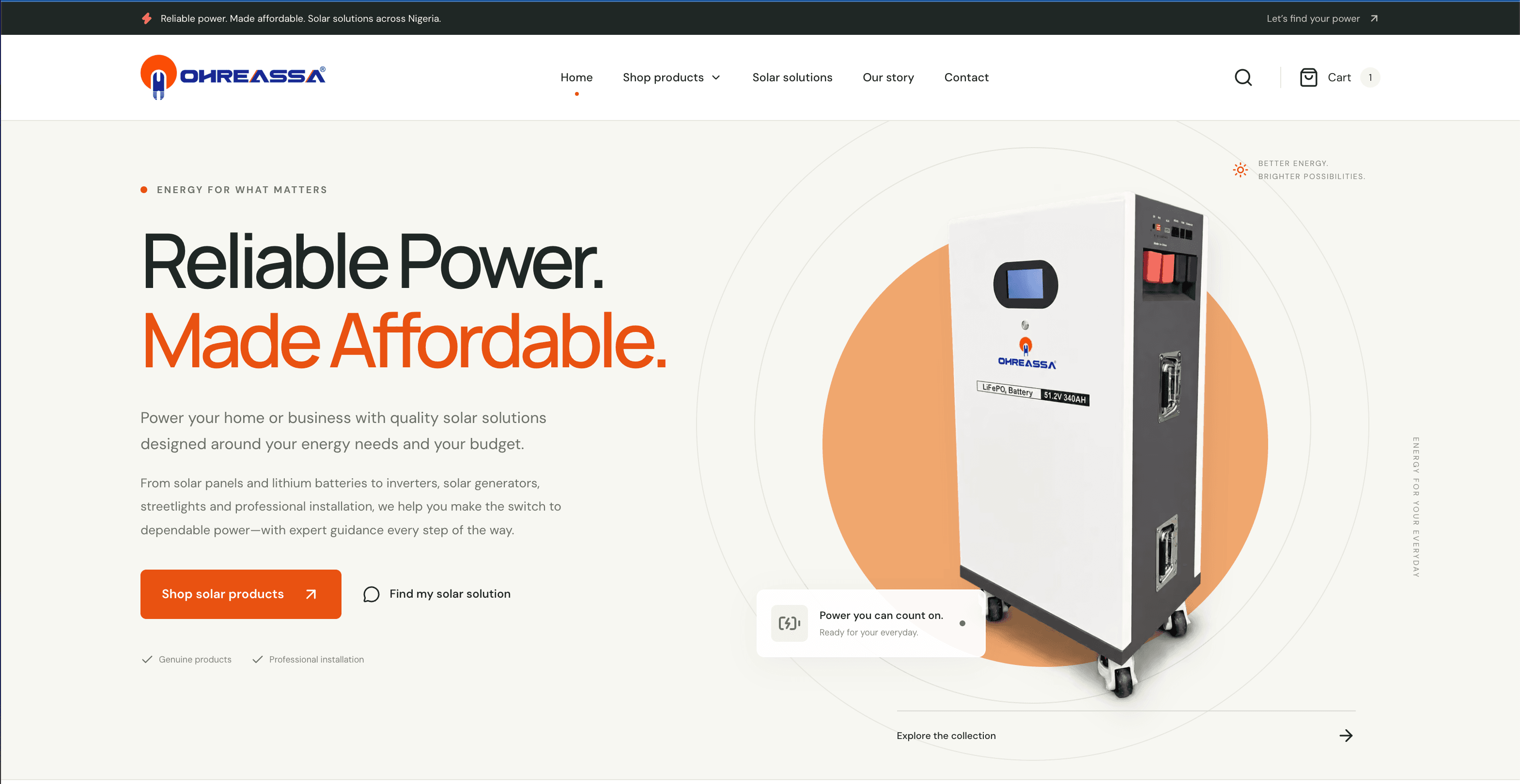 Homepage of the Ohreassa Technology website