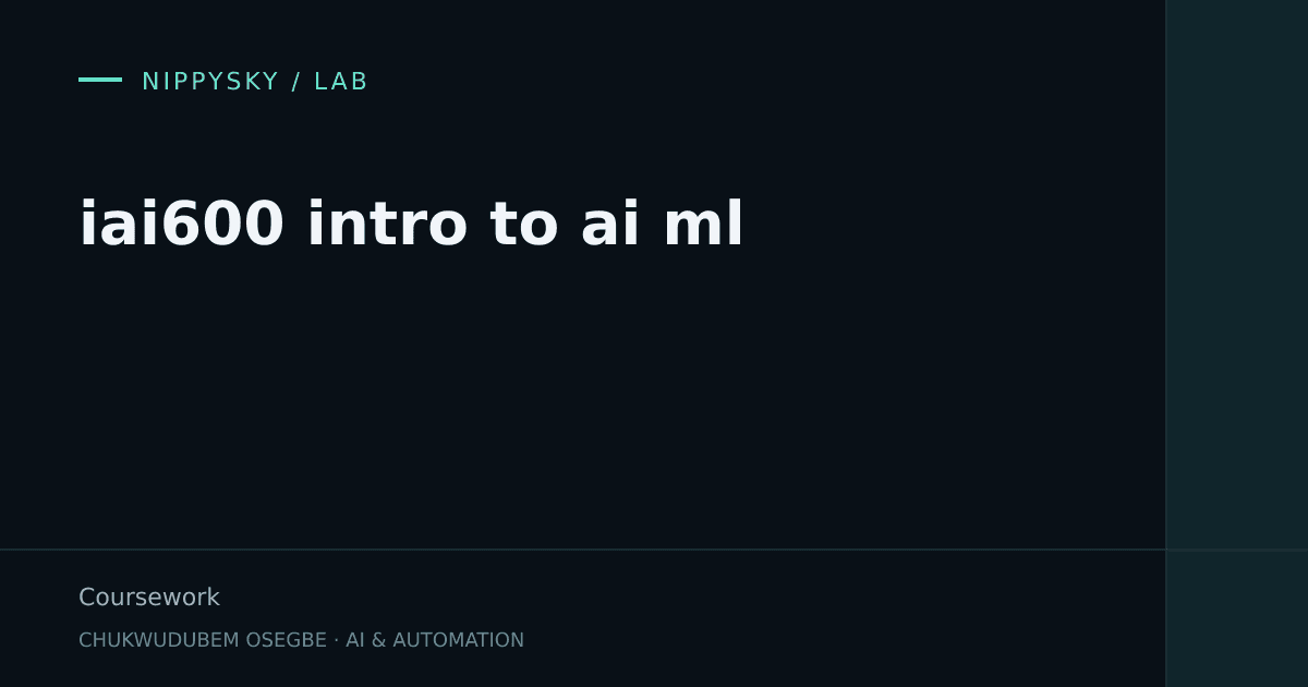 iai600 intro to ai ml — Coursework