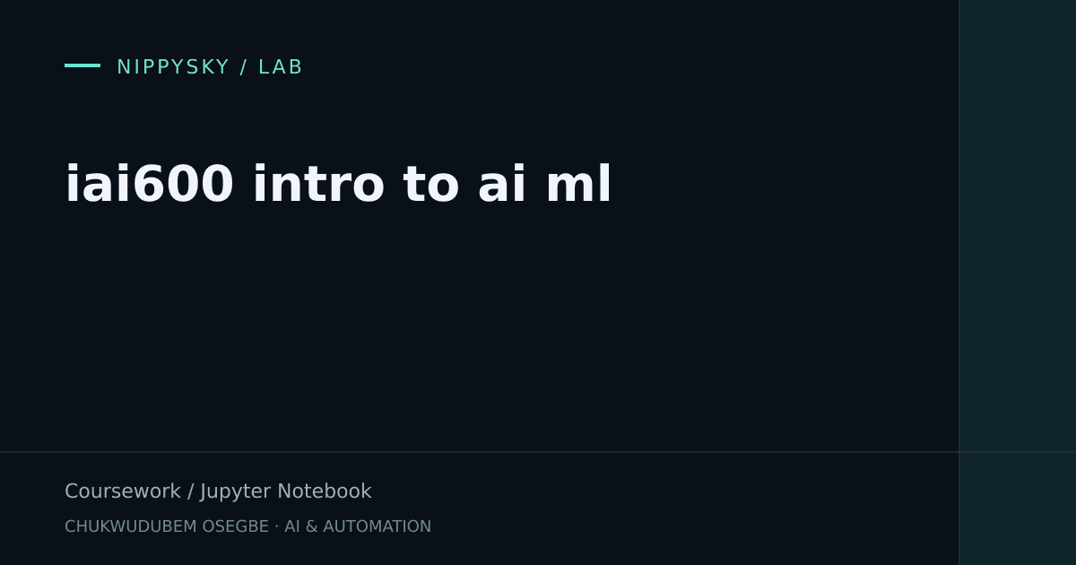 iai600 intro to ai ml — Coursework, Jupyter Notebook